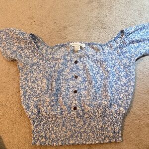 Monteau Blue and White Floral Top
